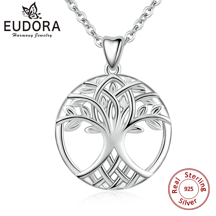 Eudora 925 пробы Серебряный кельтский узел кулон в виде дерева жизни ожерелье Дерево Шарм для женщин модные украшения подарок на день рождения D52