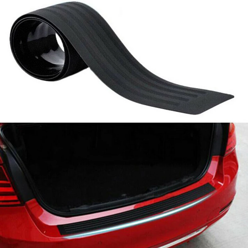 Black Car Rear Bumper Sill Protector Plate Rubber Cover Guard Pad Moulding Trim