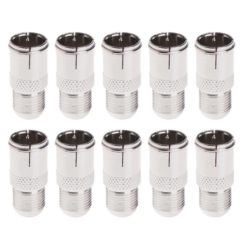 

10Pcs Quick Fit F Connector Male Plug To Female Adapter - Push On RF Coaxial