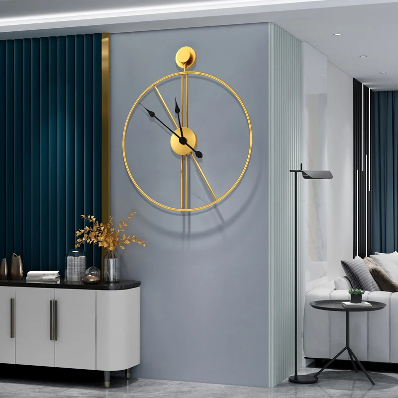 Punch-free Golden Metal Wall Clock