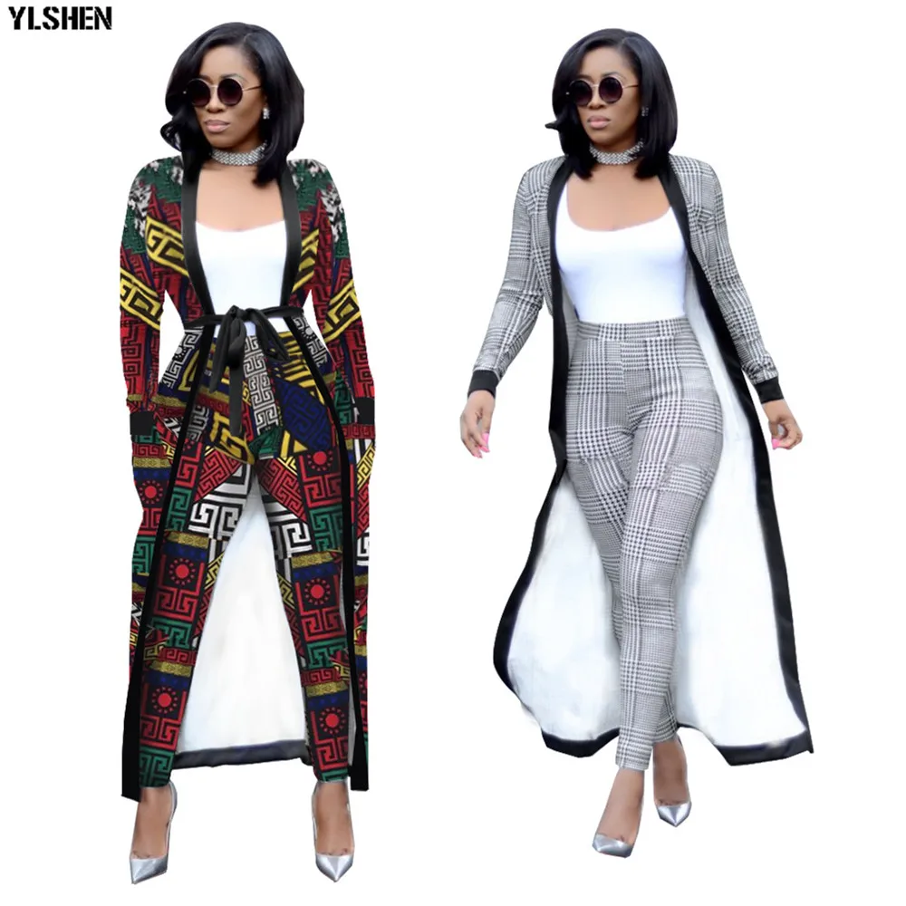 Print African Dresses for Women 2 Piece Set Dashiki Plus Size African Clothes Africa Clothing Pants Suit Bazin Robe Africaine 33