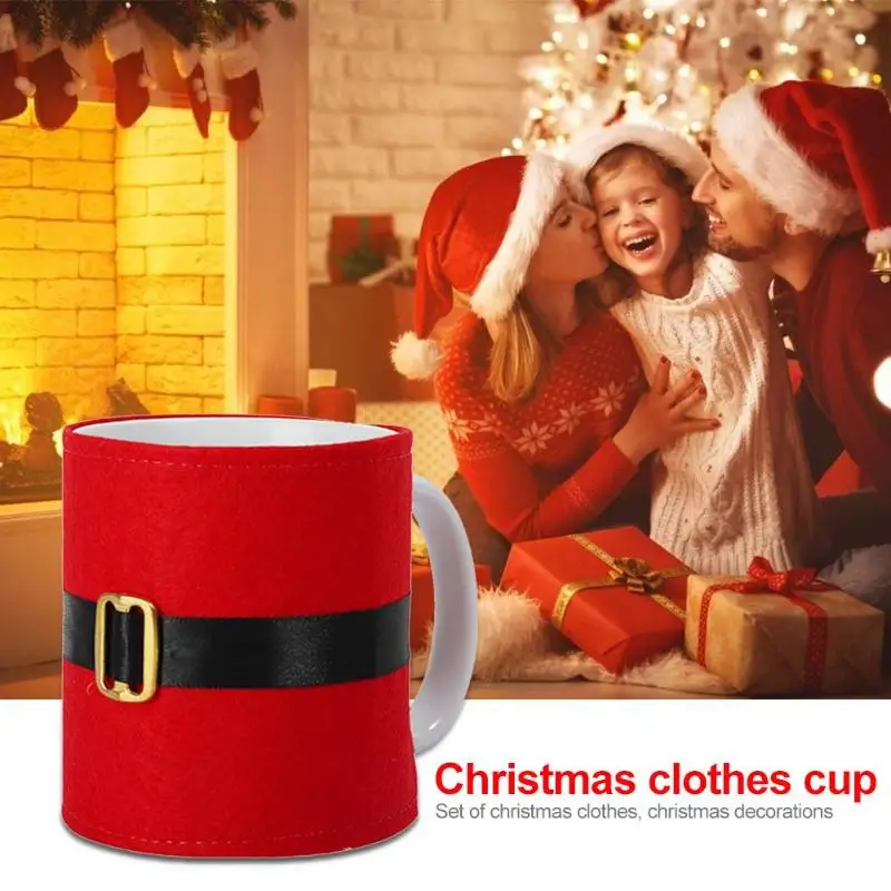 

Hot Sale Cute Christmas Clothes Cup Cover Dinner Table Decor for New Year Xmas Party Christmas Water Bottle Cup Accessories