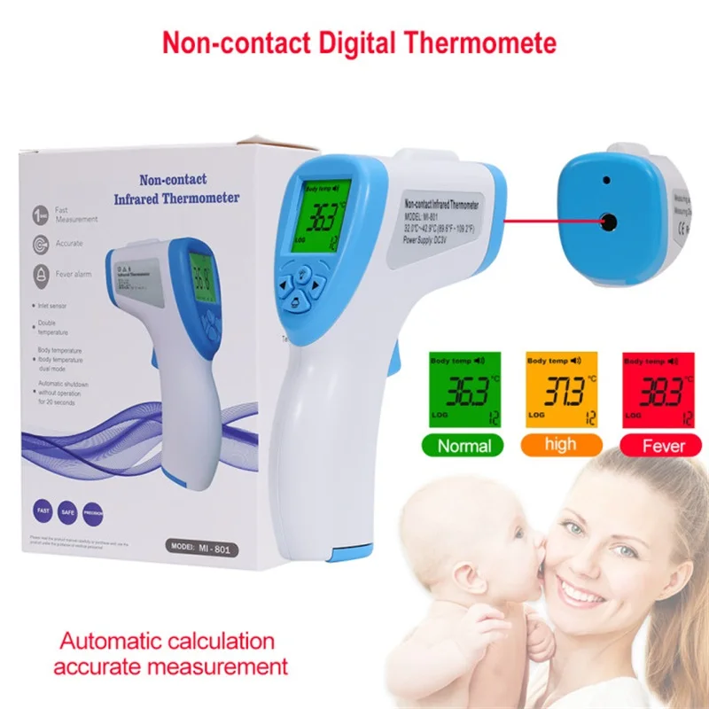 

Blue-white Color Portable Non-Contact LCD IR Laser Infrared Digital Temperature Thermometer Gun Handheld Thermometer For Human