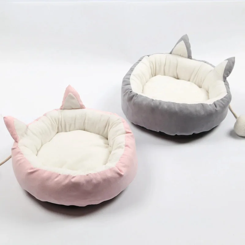 

Japanese Winter Warm Circular Can Be Removed and Washed Kitten Ears House Breathable and Comfortable Small Cats and Dogs General