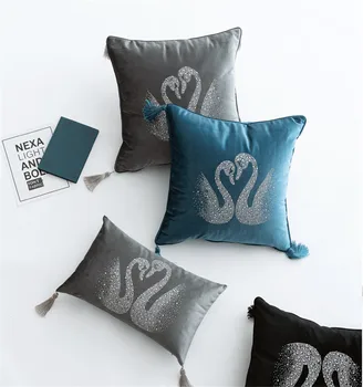 

45x45cm swan Sofa Pillowcase Pink Cushion Cover Throw Pillow Case Home Sofa Bed Chair Decoration 17.72x 17.72inch