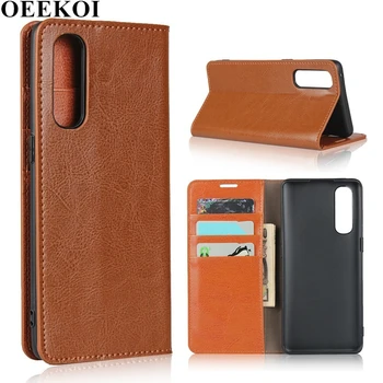 

OEEKOI Crazy Horse Genuine Leather Wallet Flip Case for OPPO Reno3 Pro