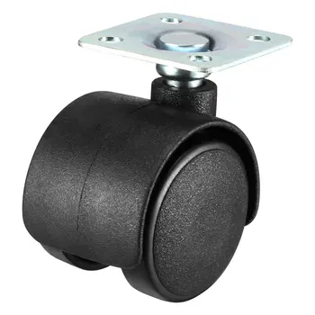 

uxcell Swivel Caster Wheels 1 Inch Nylon Top Plate Mounting Caster Twin Wheel Black, 4 Pcs 1.2inch no Brake 10x