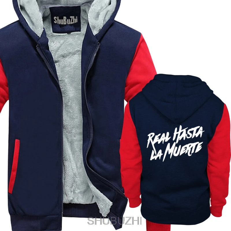 Real Hasta La Muerte Camisa-популярная мужская куртка без тегов, зимнее плотное худи с надписью sbz4349 - Цвет: navy red
