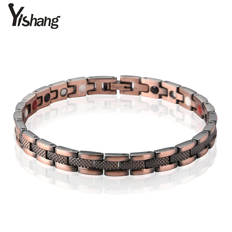 

New Germanium Lon Negative Ion Red Copper Magnetic bracelets For Men Women Health Care Bracelets Male Jewelry