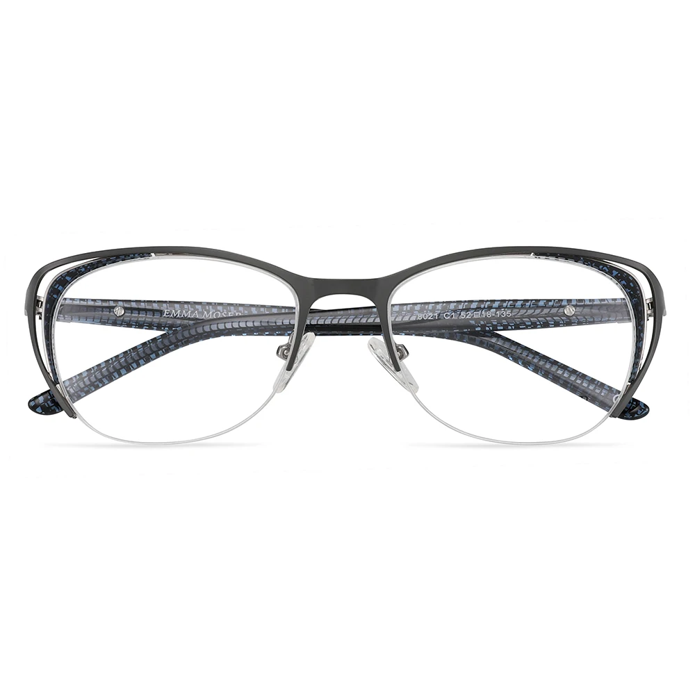 

Spot new high quality retro snake pattern novel design metal semi rimless optical eyewear
