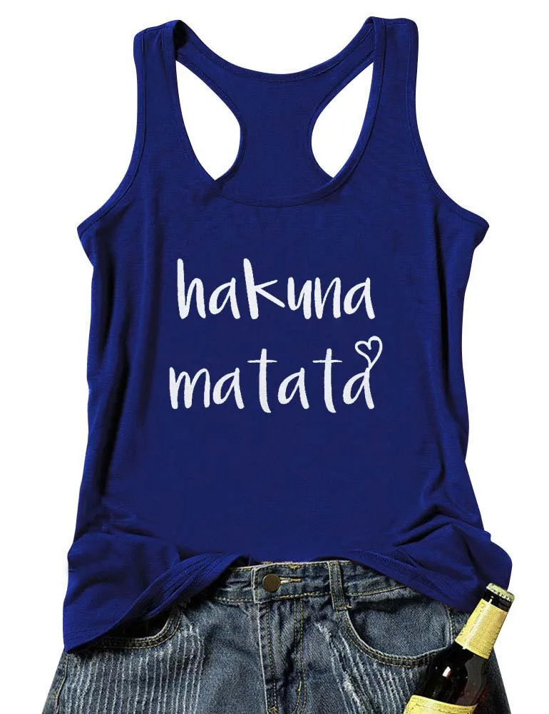 Жилет Hakuna Matata с буквенным принтом; топы на бретелях; Повседневная Эстетическая хлопковая забавная жилетка; рубашка; хлопковая рубашка без рукавов Tumblr; Camiseta