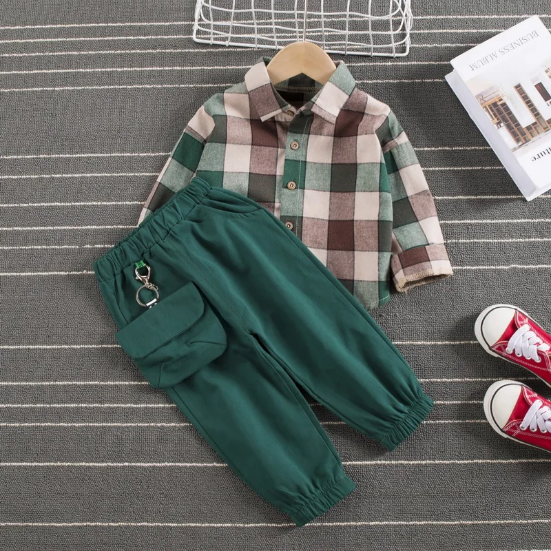 PROD 1005002925505015 Children Clothing Sets Cotton Toddler Plaid Lapel
Shirt+Pants 2PCS for Boys Clothes Outfit Spring Autumn Baby Kids
Clothes Sets