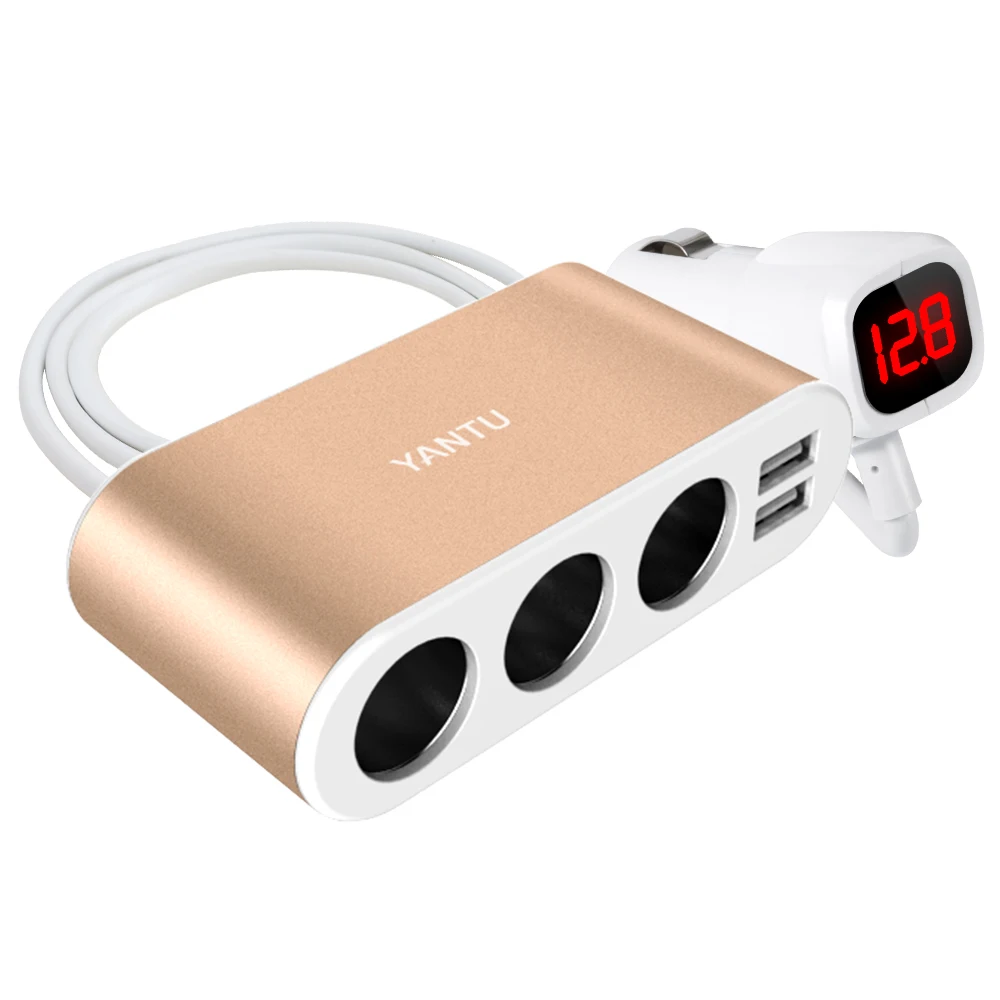 

Car Charger 12V-24V 1-to 3 Socket Splitter Plug QC3.0 Charger with 2-USB Type-C for Mobile Phone DVR Minitor