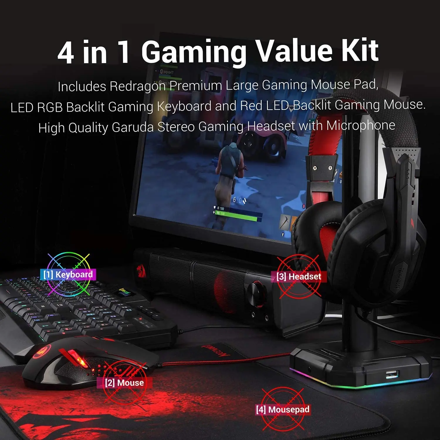 Kit Souris Optique Et Clavier RGB Multimédia 3200DPI Gaming