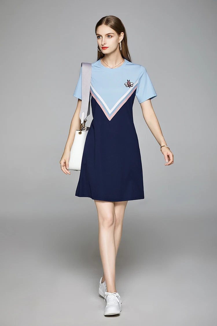 HAYBLST Brand T Shirt Mini Dress Women 2020 Summer Short Sleeves Plus Size Clothes Vestidos High Quality European Style Clothing