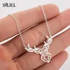 Punk Elk Deer Antlers Pendant Necklace Women Stainless Steel Origami Geometric Animal Necklace For Christmas Gifts Child ► Photo 1/6