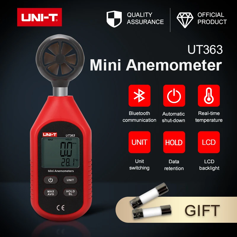 

UNIT UT363 mini anemometer small size °C/°F two wind temperature unit wind-gauge LCD Display Maximum average data retention