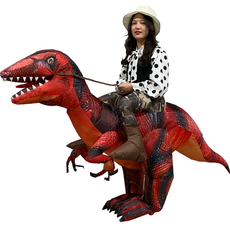NEW Adult Kids Inflatable Costume Riding Dinosaur T-REX Cosplay Halloween Suit
