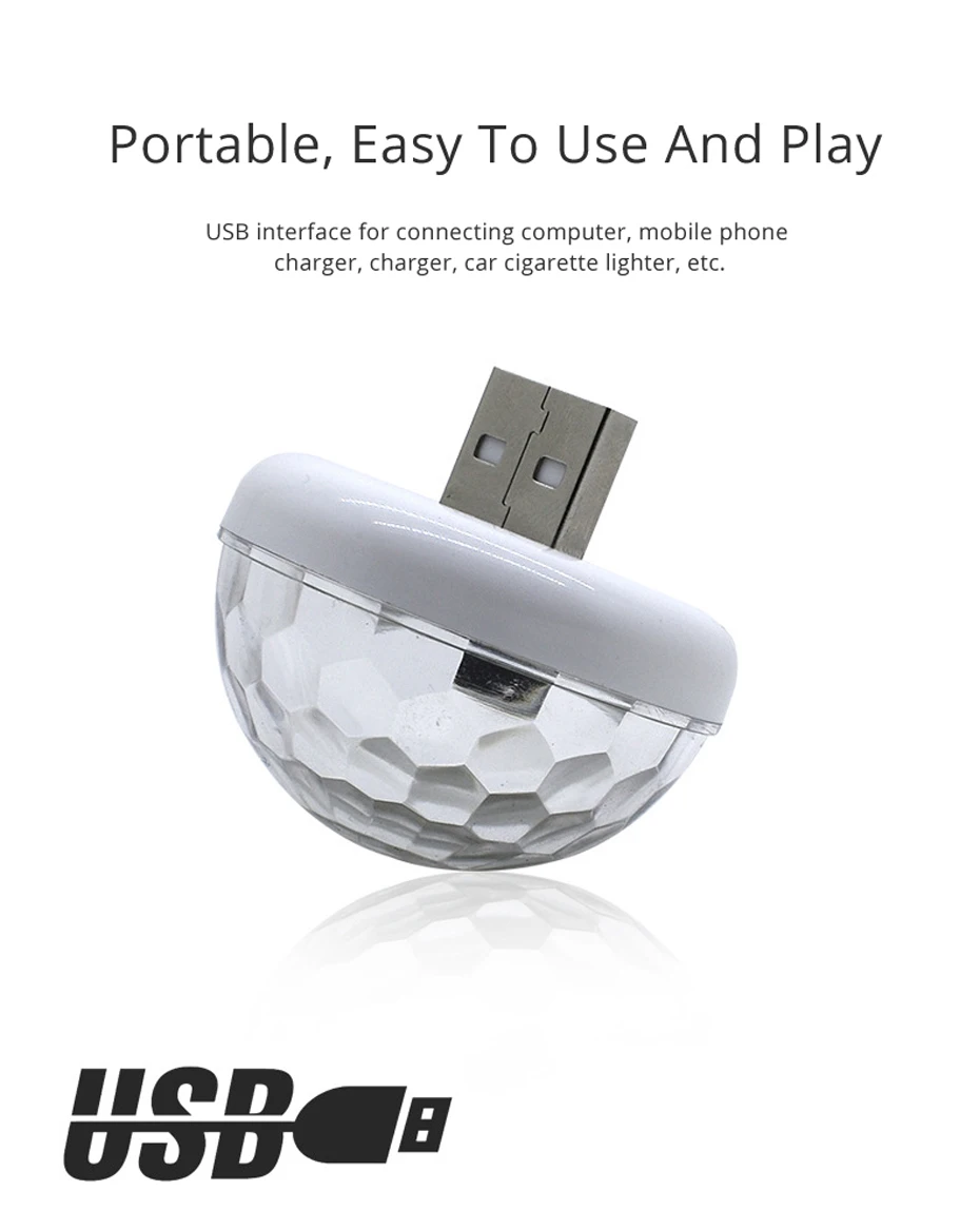 Usb атмосферная светодиодная декоративная лампа мини атмосферный свет авто интерьер USB клуб диско волшебное освещение для создания сценических эффектов стиль