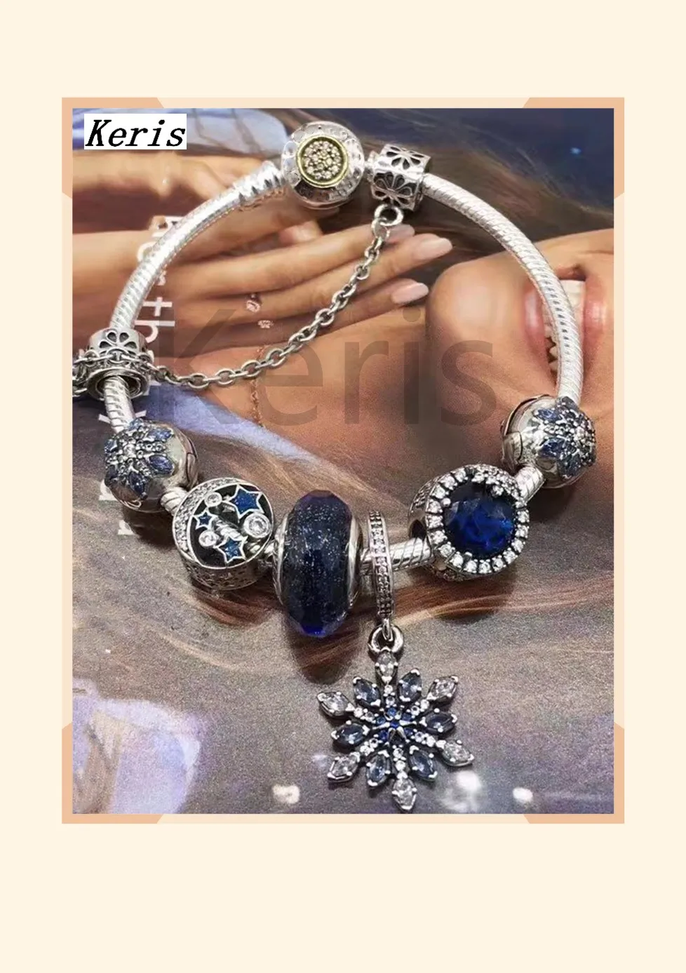 

High Quality Copy 1:1 100%925 Pure Silver Starry Night Snow Safety Chain Chain Ornaments Bracelet Free Delivery