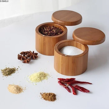 

Bamboo Spice Shaker Jar Sugar Salt Pepper Herbs Toothpick Storage Bottle BBQ Box With Lid For Kitchen Tool