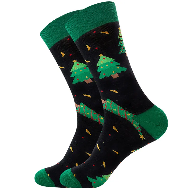 Мужские рождественские хлопчатобумажные носки с изображением снежного лося, осенне-зимние носки с изображением милого оленя, Санта Клауса, плотные Дышащие носки