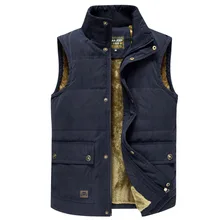 Nian Jeep Men plus Velvet Thick Waistcoat Daddy Clothes Autumn& Winter Stand Collar Casual Warm Vest 7881
