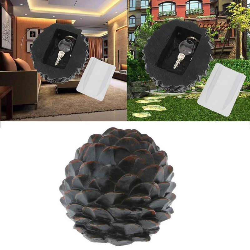 Hidden Key Safe Box Outdoor Pine Cone Storage Keys Camouflage Garden