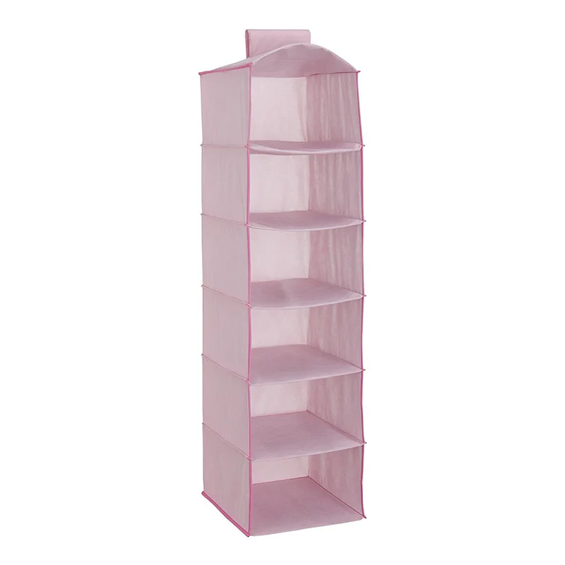 Cross Border Foldable Six Grid Wardrobe Hanging Storage Bag Nonwoven Fabric Multilayer Hanging Storage Bag