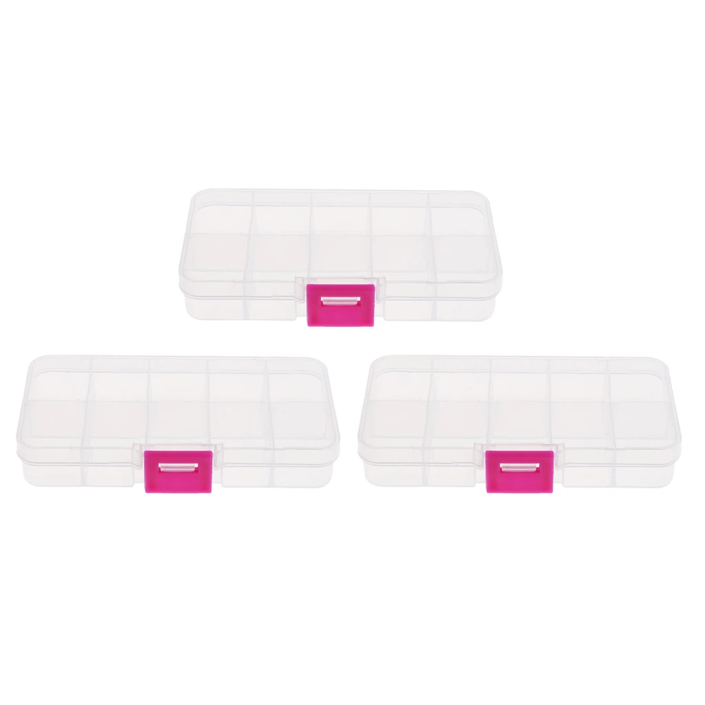 3 Pieces Clear Sewing Storage Box Sewing Machine Bobbin Organizer 10 Grids