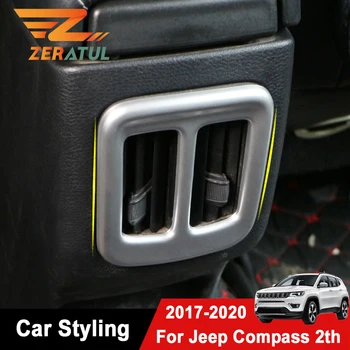 

Zeratul Car Chrome Rear Air Conditioning Vent Trim Armrest Air Outlet Cover Sticker for Jeep Compass 2017-2020 Accessories