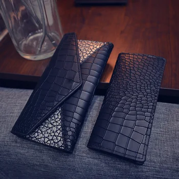

Wallet Women New Composite bag PU leather women's long wallet crocodile pattern two-piece set of purse card holder portfel