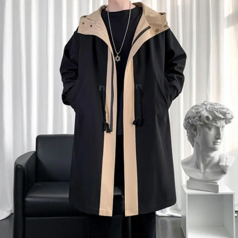 Spring Long Style Coat Men's High Quality Casual Trench Coat Casual Hoooded Jackets Men's Clothing Windbreakers Waterproof