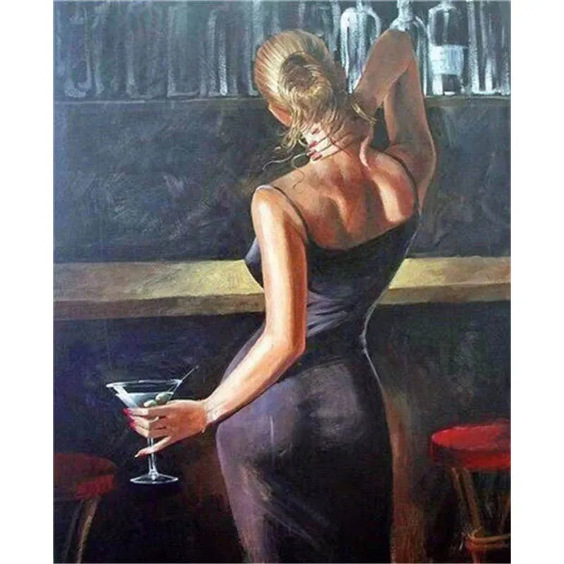 

BAISITE DIY Painting By Numbers Hand Painted Canvas Beauty Lady Modern Wall Picture Art For Living Room Home Decoration OTG6103