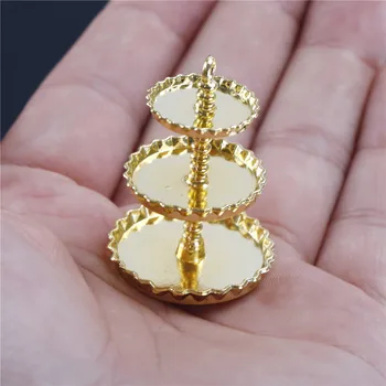 

1/12 Dollhouse Miniature 3-layer Metal Fruit Dessert Snack Rack Stand Pretend Play Kitchen Furniture Toys Best Gift