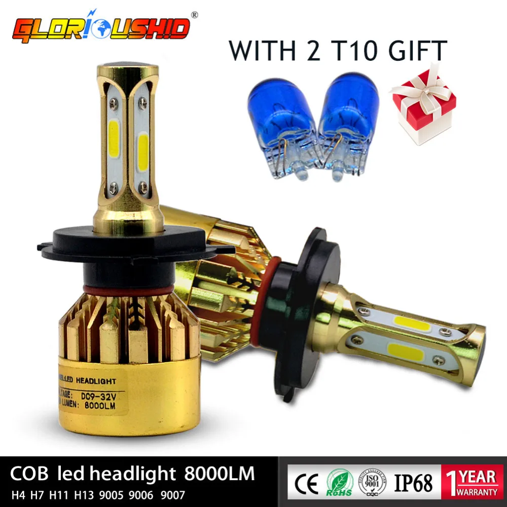 Светодиодные лампы для автомобильных фар 2 шт. H4 H1 H7 H3 H11 H8 HB3 9005 HB4 9006 светодиодный 72