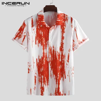 

INCERUN Men Hawaiian Shirt Vacation Loose Lapel Short Sleeve Breathable Tie Dye Camisa Streetwear Casual Brand Shirts Men 2020