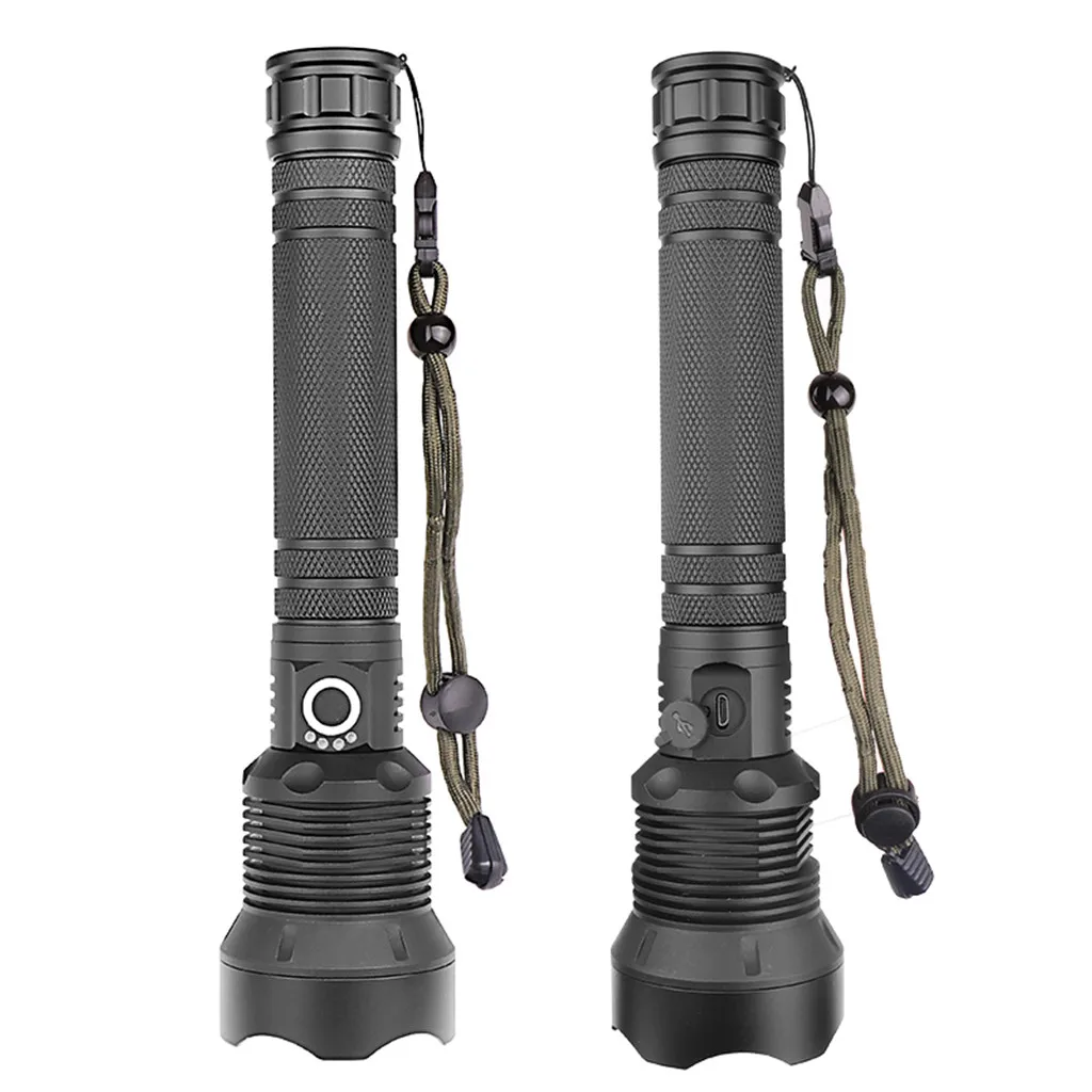 XHP70 Super Bright LED Flashlight Rechargeable USB With Charging Display outdoor Accessories