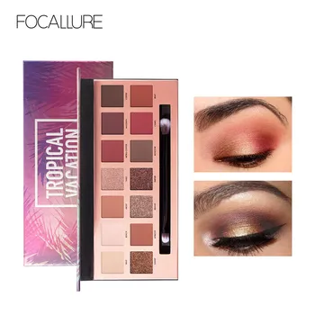 

FOCALLURE 14 Colors Eye Shadow Palette Matte Glitter High Pigment Hot in ins Palette Eyeshadow with Brush Eyes Makeup Eyeshadow