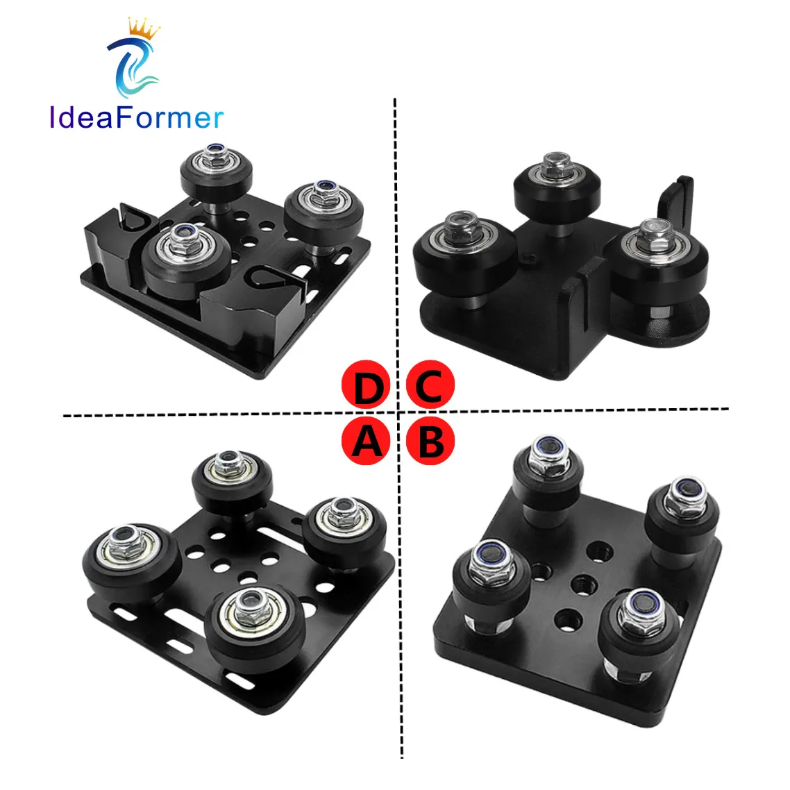 

1 Set 3D Printer Parts Openbuilds V gantry plate set special slide plate pulley for 2020/2040 V-slot aluminum profiles wheels.