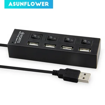 

USB HUB 2.0 4 Ports High Speed Mini USB Splitter for PC Computer Desktop Laptop Accessories With On/Off Switch Portable Adapter