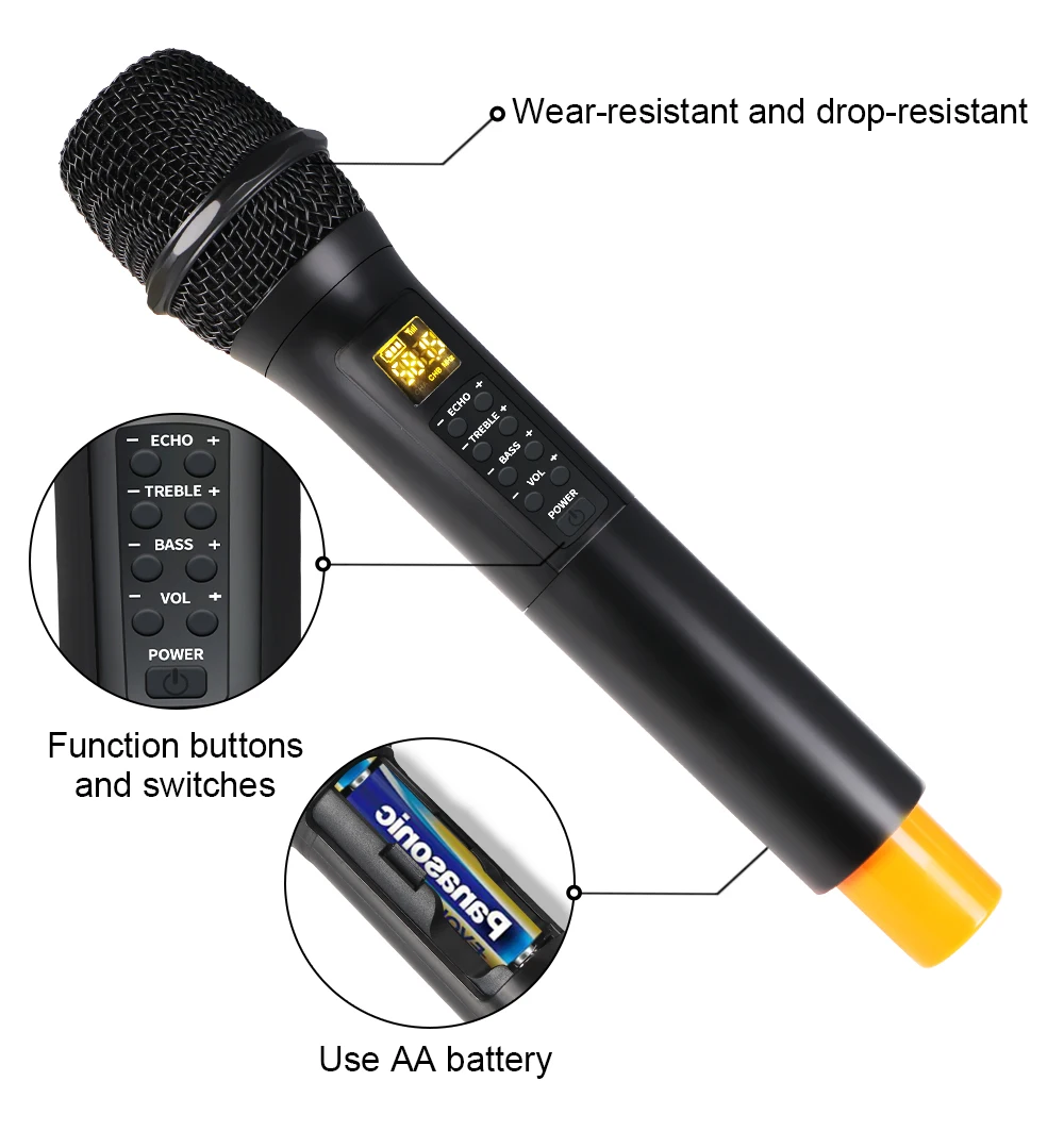 de eco karaoke handheld bateria de lítio