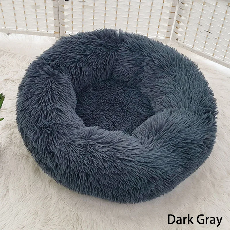 Dark gray Cong fee Мути цветная круглая кровать для собаки лежак коврик для щенка Питомник Кровать для питомца кровать для собаки кошки зимний теплый аппарат для сна моющийся - Цвет: Dark gray