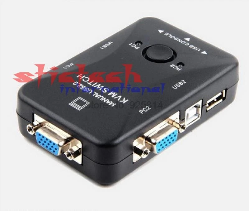  또는  200 개 도매 새로운 USB KVM 스위치 스위처 2 포트 VGA SVGA 스위치 박스, USB 2.0 마우스 키보드 1920*1440