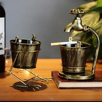

Retro Iron Tap Ashtray Creative Home Ashtray Industrial Style Living Room Bar Office Desktop Faucet Ashtray Smoking Accessories