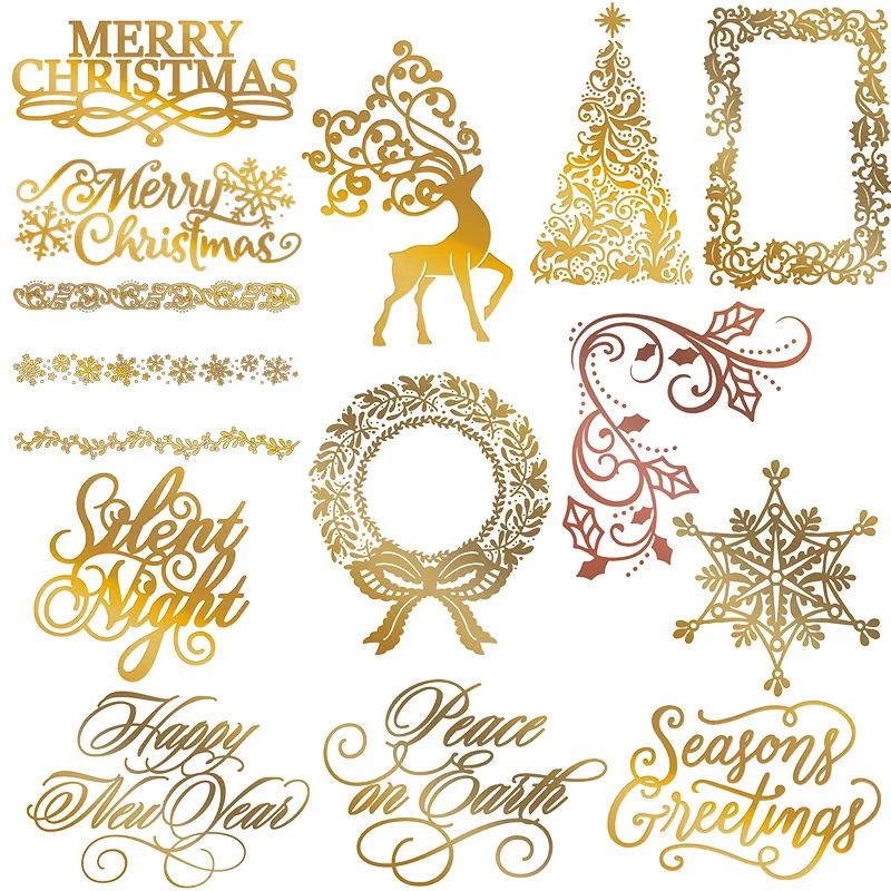 

Merry Christmas Tree Reindeer Snowflake Vine Hot Foil Plate for Scrapbooking and Cards Making Hot Foil Craft 2019 NEW