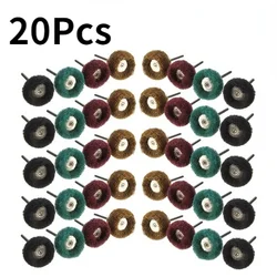 Paño de limpieza de 20 piezas, cabezal de pulido, Mini taladro, cepillo de nailon abrasivo, pulido de ruedas, vástago para herramienta rotativa Dremel