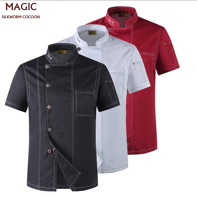 Wholesale Unisex catering service chef uniform short sleeve Hotel