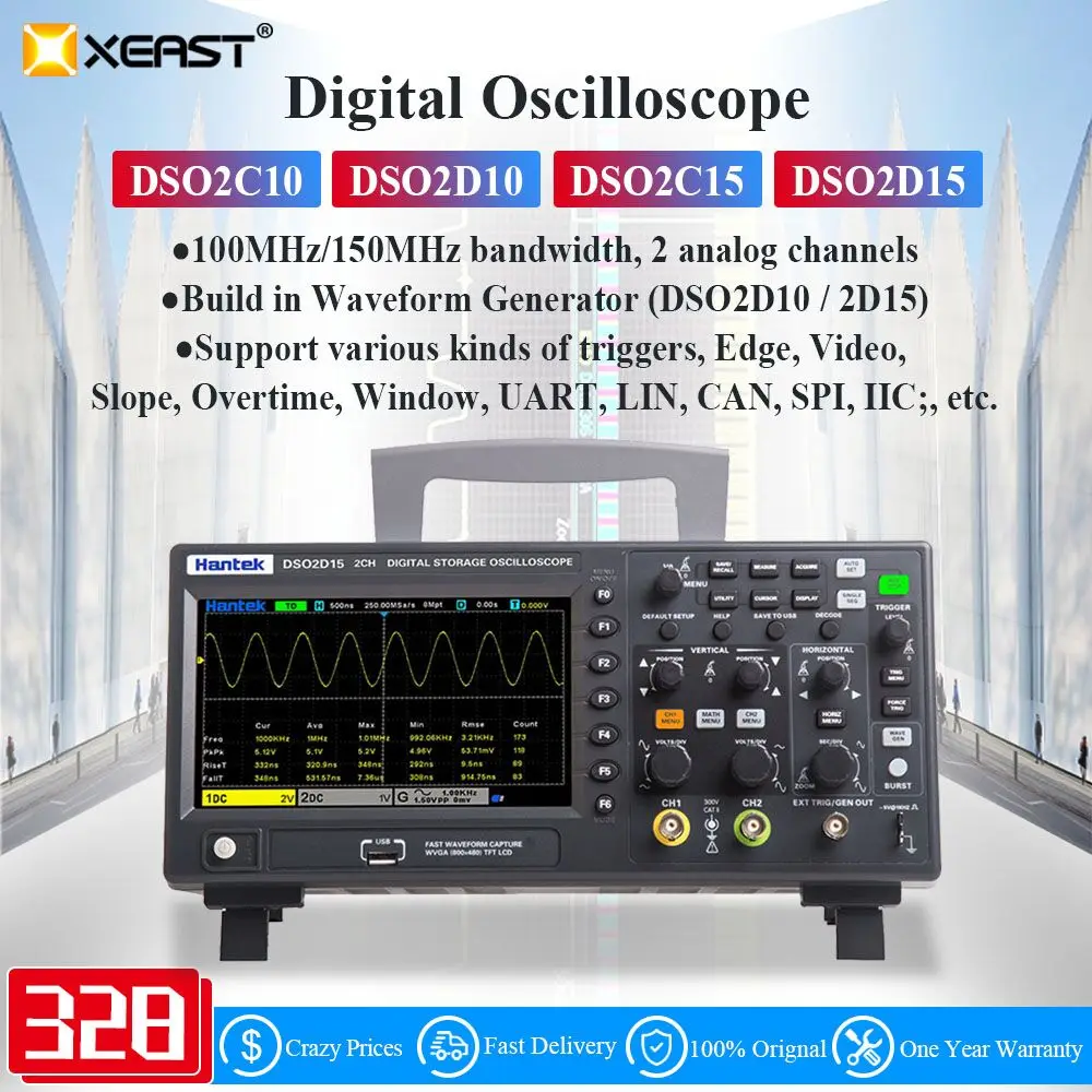 Hantek digital oscilloscope DSO2C10 2CH digital storage осциллограф