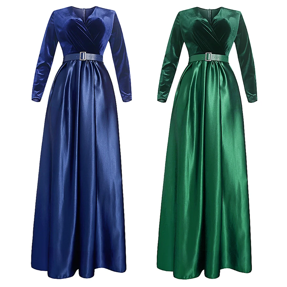 Plus Size Winter Velvet African Dresses For Women 2022 Dashiki New Year Dinner Gown Elegant Muslim Kaftan Satin Party Long Dress